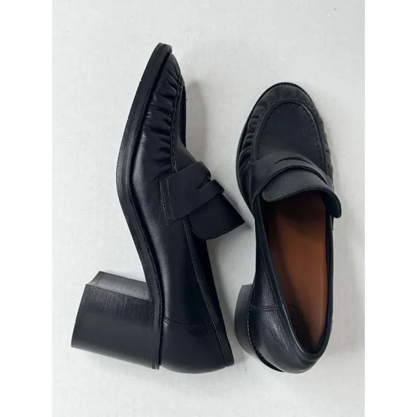 Aquatalia Josette Black Nappa Leather Heeled Loafers Moccasins Size 11 - Image 3