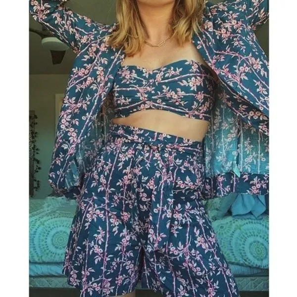 FREE PEOPLE Poolside Floral Shorts Pacific Ocean Summer Vacation‎ Vacay X-Small - Image 13