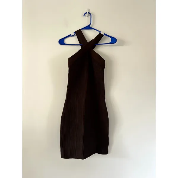 Aritzia Babaton Sculpt Knit Cross Coffee Bean Dress NWT Size XS - Image 2