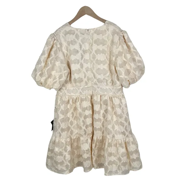 NWT Lulus So Sweet To Me Cream Floral Puff Sleeve Mini Dress Size XL - Image 3