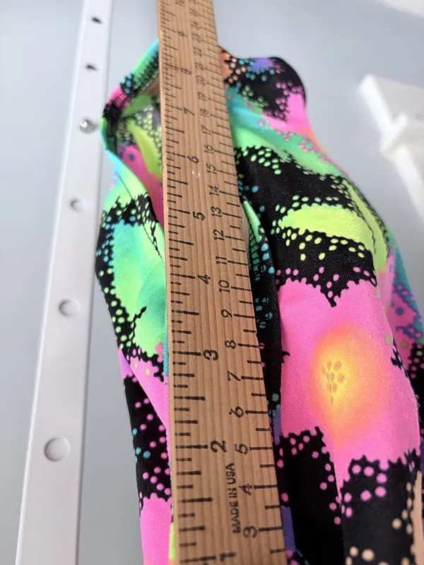 90s Neon Floral One Piece Swimsuit Pink Strappy Cross Back High Cut Y2K S - Image 7