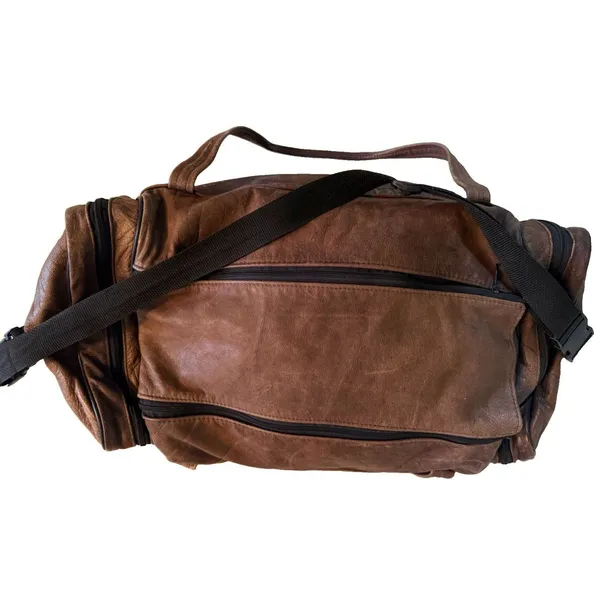 Vintage Eagle Creek Brown Leather Duffle Bag Travel Carry On Weekender 22" - Image 2