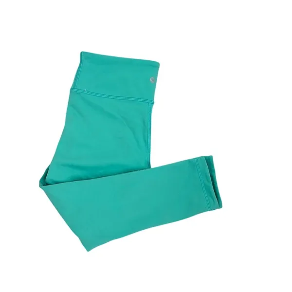 Lululemon Wunder Train Teal Green High-Rise Crop Athletic Leggings Size 6 - Image 3