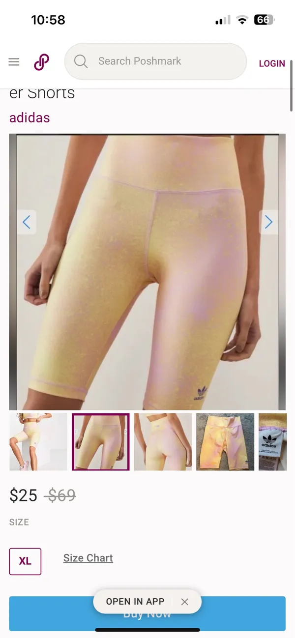 ADIDAS Women Bike Leggings Shorts Small Splash Sports Athletic Slim Activewear - Image 9