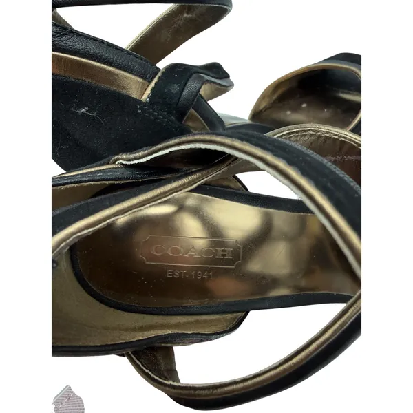 Coach Heels Women's 8B Black Strappy Stiletto Sandals Dress Party‎ Elegant - Image 9