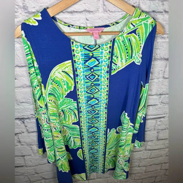 Lilly Pulitzer Ophelia Dress‎ Size XS Iris Blue Cold Shoulder Sleeve midi - Image 3