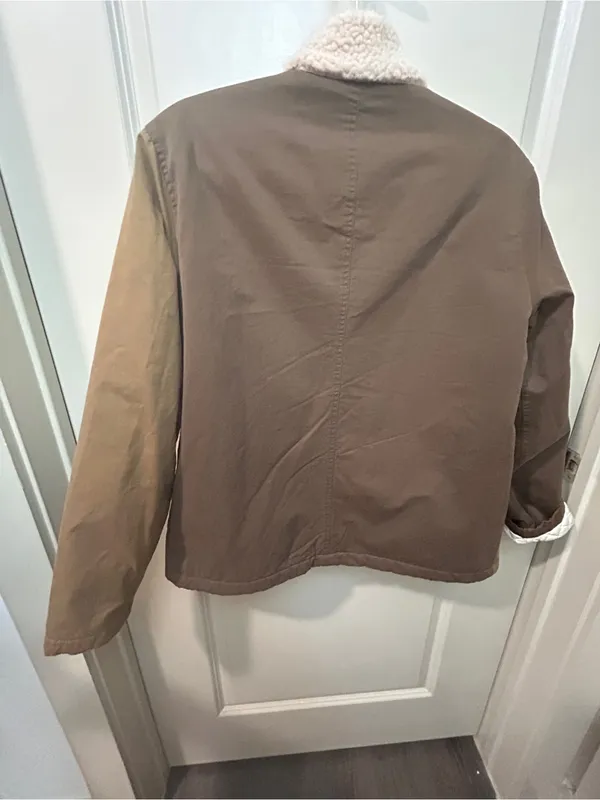 Backcountry Patchwork Sherpa Barn Jacket Tan Size XS - Image 10