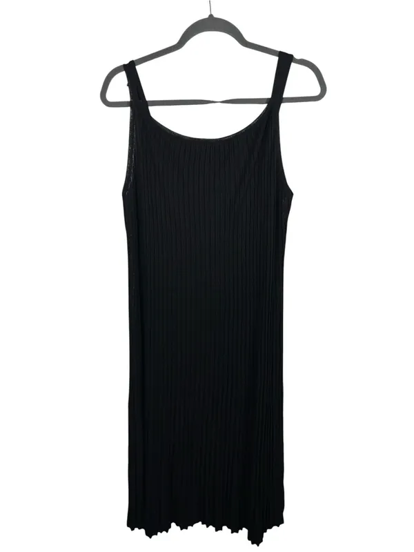 Eileen Fisher Black Ribbed Knit Tank‎ Midi Dress Small Viscose Minimalist - Image 3