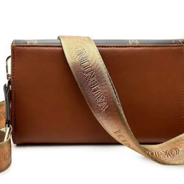 NWT Valentino Orlandi Printed Crossbody - Gorgeous! $159 Brown/gold - Image 2
