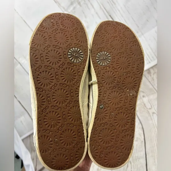 Worn UGG Hally Canvas Sneakers Shoes Lining Textile Sheepskin - Image 11