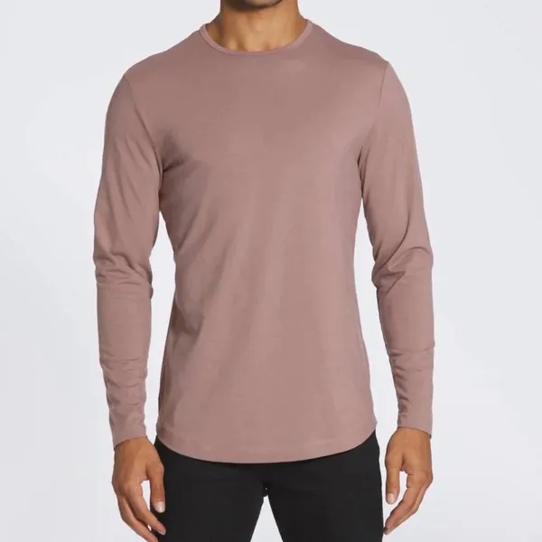 Cuts Men’s Large AO Long Sleeve Curve Hem‎ Tee Mauve Pink Workout Active - Image 2