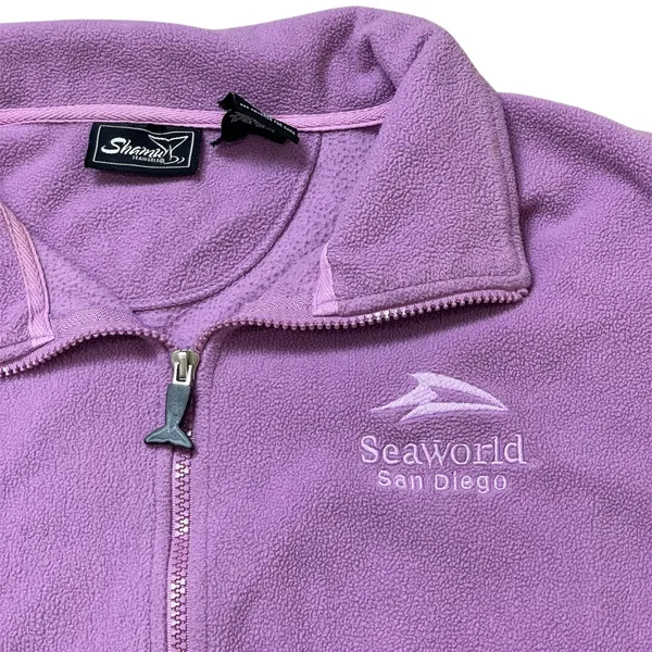 Lilac Purple Fleece Embroidered SeaWorld San Diego Zip-Up Jacket - Image 6