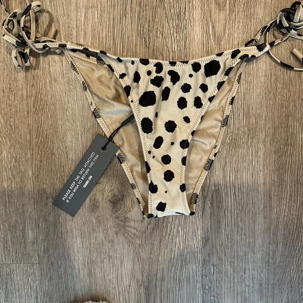 triangl swimwear Beige & Black Animal Spot Tie Bikini Set - Image 3