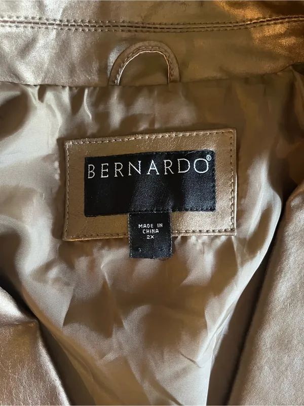 Bernardo Metallic Gold 100% Leather Zip-Front Jacket Size 2X - Image 2