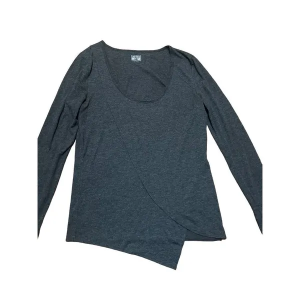 Converse Long Sleeve Faux Wrap Style Top sz L gray‎ - Image 6