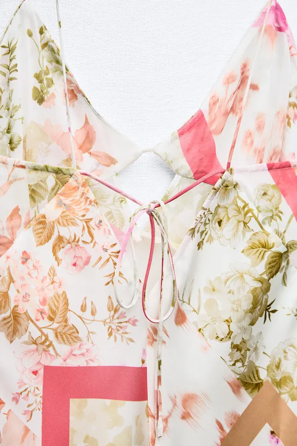 ZARA dress midi floral boho summer casual split satin wedding - Image 9