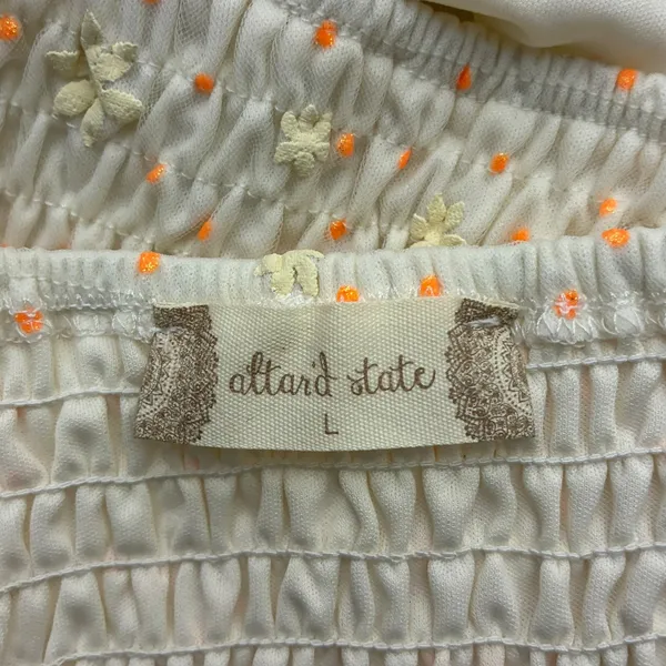 Altard State Floral Embroidered Mesh Ruched Crop Top Cream Large NWT - Image 5