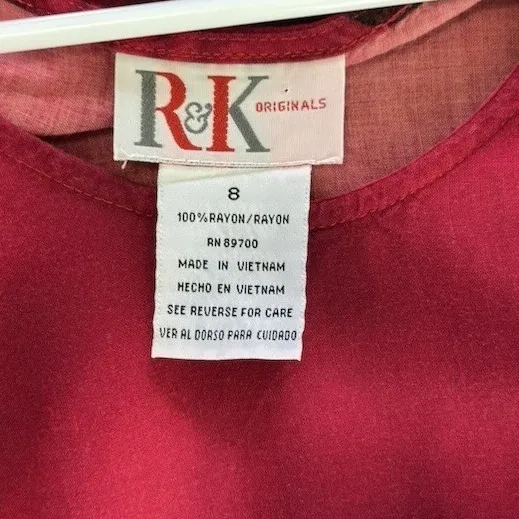 R&K Originals Red Black Tropical Palm Tree Border Print Sleeveless Dress Size 8 - Image 4