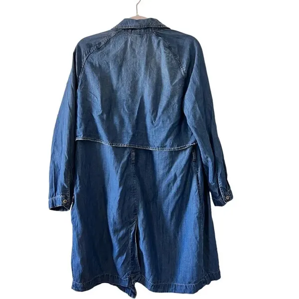 Anthropology Cloth and‎ Stone Open Front Chambray Overshirt Trench Small - Image 2