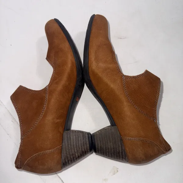 Taos‎ Stunner Brown Rustic Leather Mary Jane Clog Heel Bootie Pumps Shoes Size 7 - Image 5