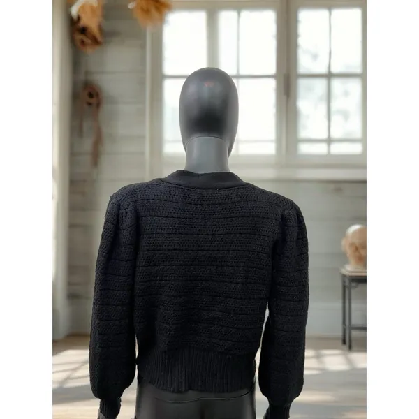 ee:some Black‎ Knit Bow Front Cardigan Sweater Women’s M - Image 4