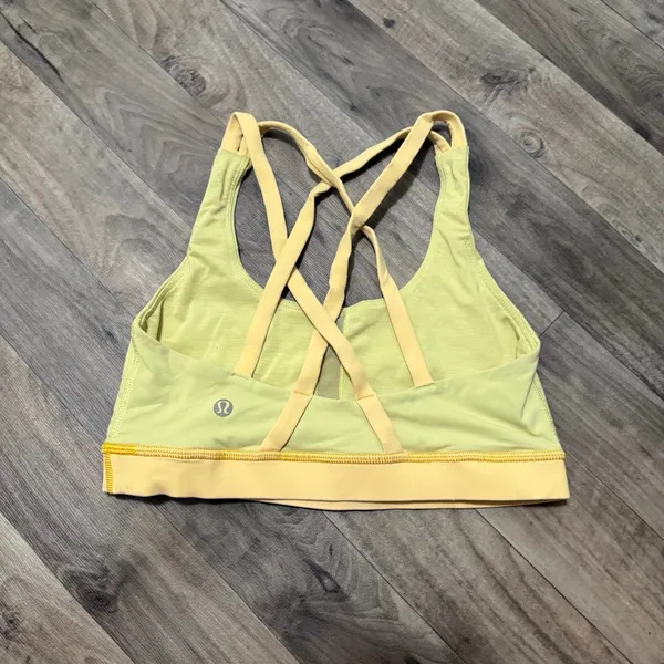 Lululemon Energy Bra Butter Yellow Strappy Cross Back Gym Sports Bra 4 - Image 2