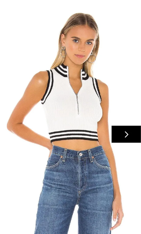 Super down Kelsie ribbed crop top with zipper - Image 2