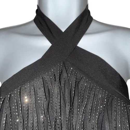 EFFORDRAM Black Faux Suede‎ Front With Rhinestones Halter Top NWOT Size Medium - Image 3