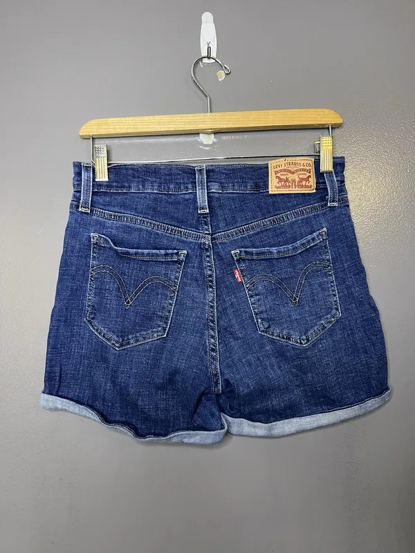 Levi's Shorts Womens 28 Blue Denim Bermuda Cuffed Mid Length 5 Pocket Casual - Image 2