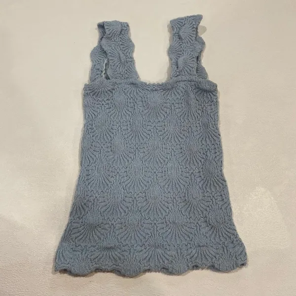 Intimately Free People Blue Textured Ruffle Tank Top Small Boho Y2K - Image 4