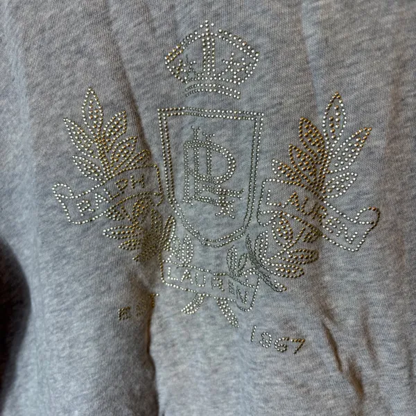 Lauren‎ Ralph Lauren Embellished Sweatshirt Gray Long Sleeve Size Medium - Image 2