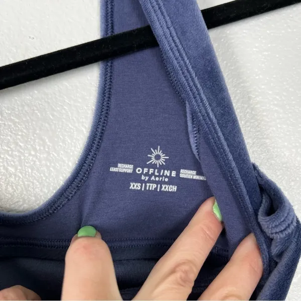 AERIE Offline Cropped Velvet tank Blue Sz XXS‎ - Image 3