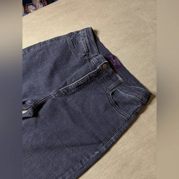 NYDJ Not Your Daughter's Jeans Dark Wash Raw Fray Hem Flare Jeans petite Sz 10P - Image 9