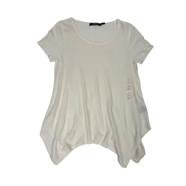 Lauren‎ Ralph Lauren White Linen Blend Handkerchief Hem Scoop Neck Top Size L - Image 7