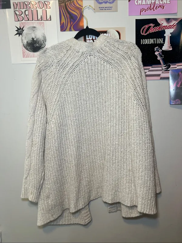American Eagle Cream Knit Cardigan - Image 4