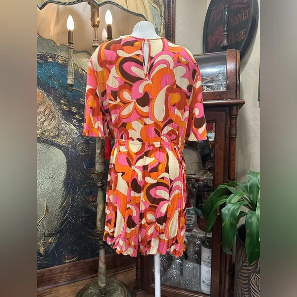 Ava & Viv Multicolor Tropical Tie Wrap Romper - Image 3