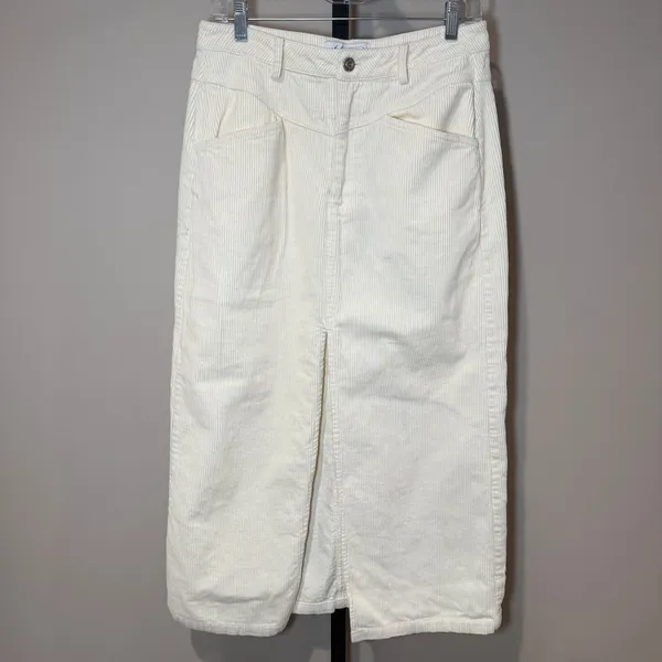 Petal & Pup Kellen Front Slit Corduroy Maxi Skirt‎ Cream Size Medium - Image 2
