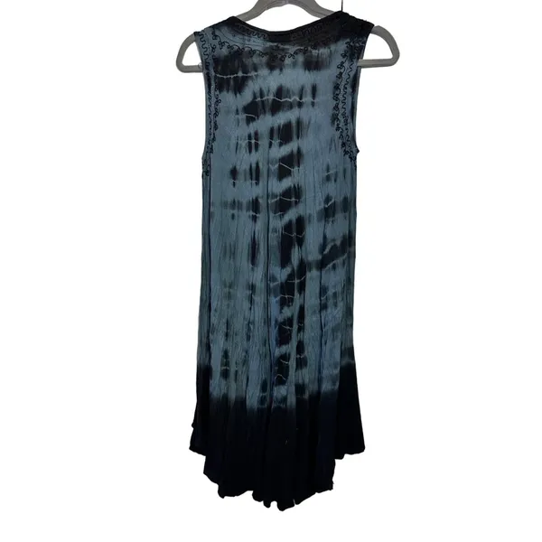In Gear Dress Tie Dye‎ Boho Blue Black Embroidered OSFM Hippie Festival NWOT - Image 2