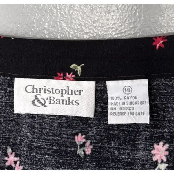 Vintage Ditzy Floral Skirt Size 14 Black Dark Romantic Church Modest Grunge Cute - Image 5