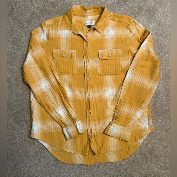 Universal Thread Yellow Plaid Button-Down Shirt - Image 2