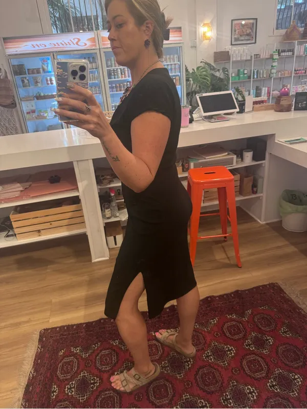 Ribbed Black Midi Wrap Dress with Waist Tie - Image 8
