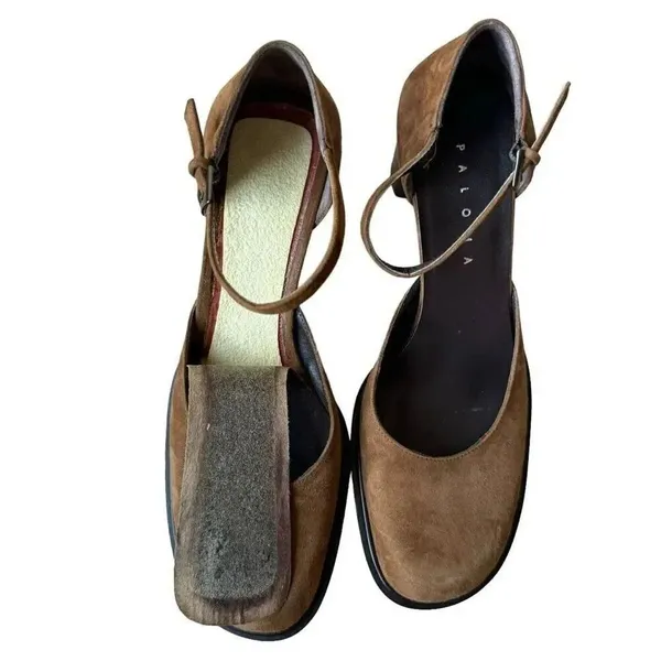 Paloma Round Square Suede Toe Chunky Heels Mary Jane Shoes feature leather 7.5 - Image 11