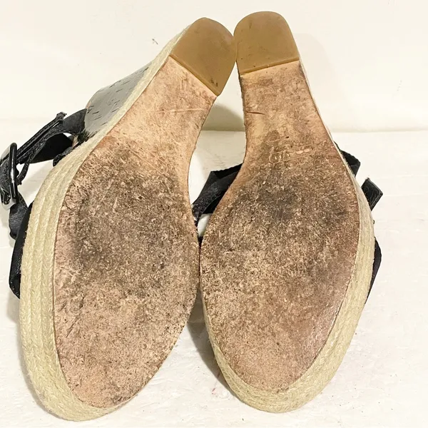 Coach Size 9.5 Black Maryanne Logo Platform Sandal Espadrille Cork Wedge Heels - Image 7
