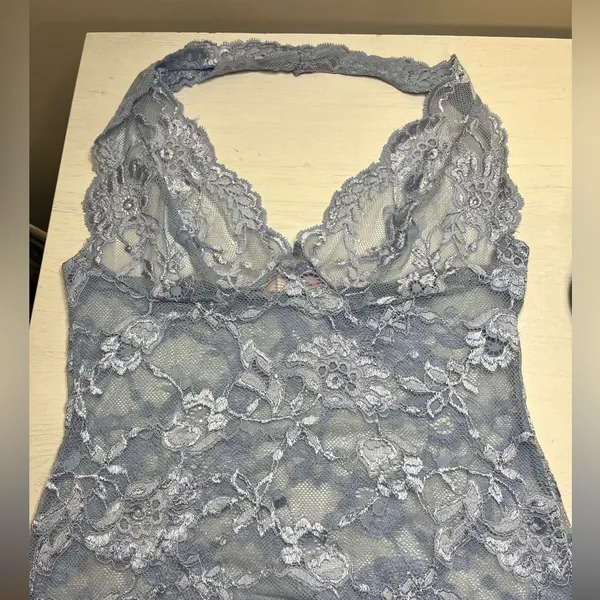 Victoria's Secret Sexy Blue Lace Teddy Halter Neck XS - Image 7
