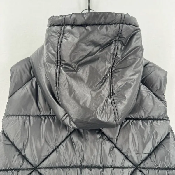 Love & Sports Hooded Puffer Vest XXL Black Zip Up Layering Athleisure Cozy Chic - Image 4