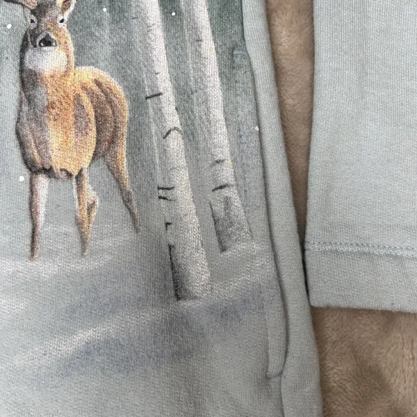 Vintage Artisans Deer Winter Scenic Cardigan Small Woodland Cabincore Pockets - Image 10