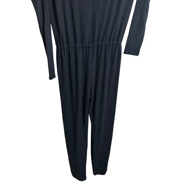Enza Costa One-Shoulder Draped Knit Peach Jersey Slouchy Jumpsuit Black size M - Image 4