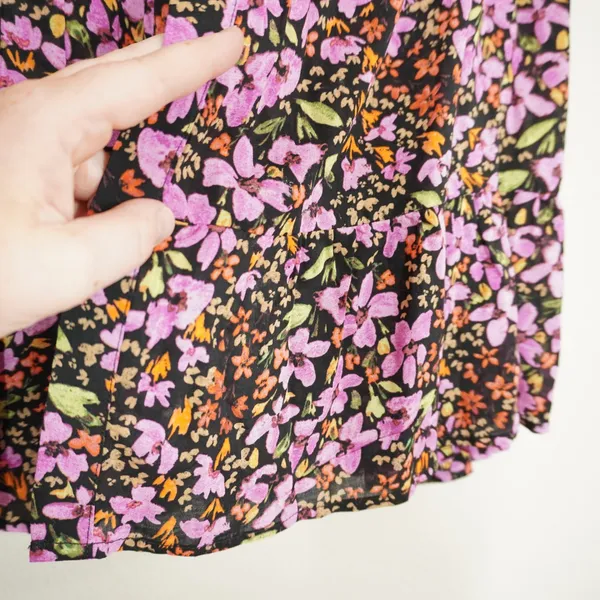 Adyson Parker Women's 3X Floral Button Down Blouse Tiered Peplum Rayon Top Black - Image 5