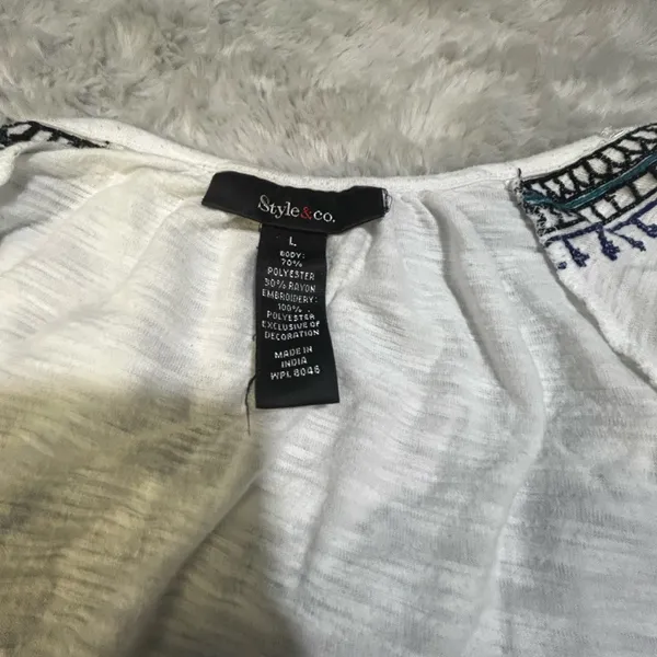 Style & Co. White Tunic with Black Embroidery - Image 8