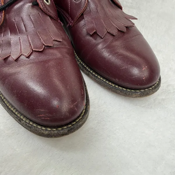 Justin L510 Burgundy Leather Lace Up Roper Boots Kiltie Fringe USA Made‎ 7B - Image 4